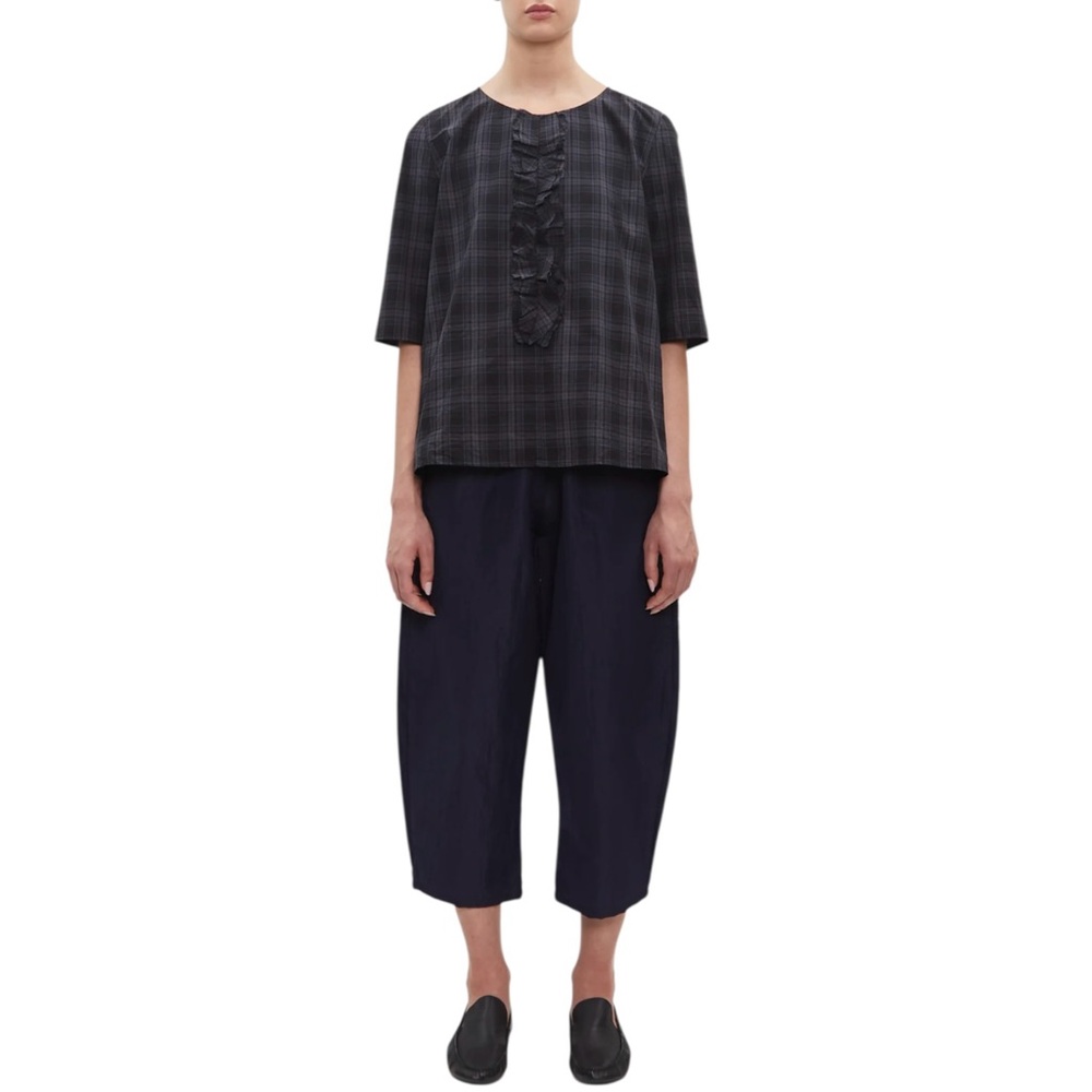 Bryn Walker Capri Pants. Linen Blend Elastic Waist. Lagenlook. Navy, Sz M NWT - Picture 8 of 12